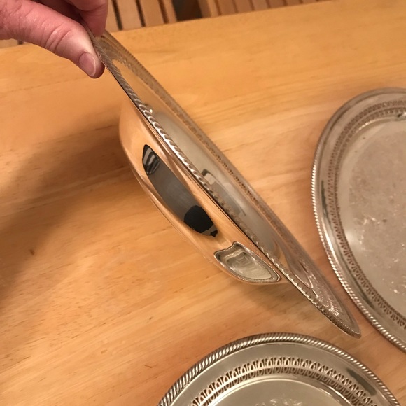 3pc “pure/fine” silver serving set includes a sml, lrg tray & matching bowl - Picture 6 of 12